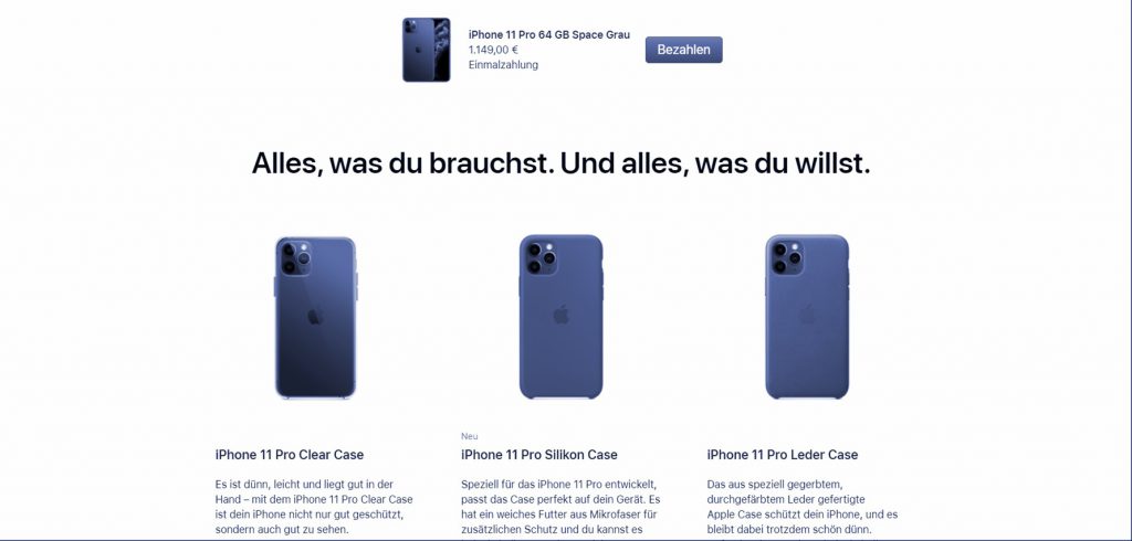 Screenshot: Apple schlägt als Cross-Selling-Maßnahme eine Ergänzung vor.